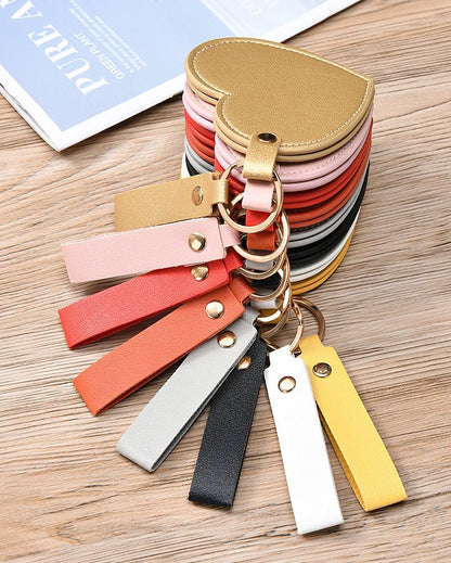 Personalized Heart-Shaped Mirror Keychain – Custom Name or Logo | Cute & Practical Gift UAE