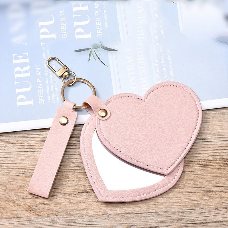 Personalized Heart-Shaped Mirror Keychain – Custom Name or Logo | Cute & Practical Gift UAE