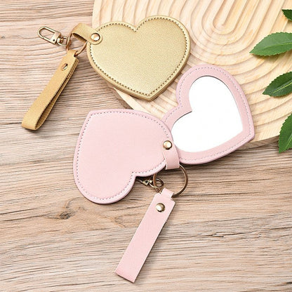 Personalized Heart-Shaped Mirror Keychain – Custom Name or Logo | Cute & Practical Gift UAE