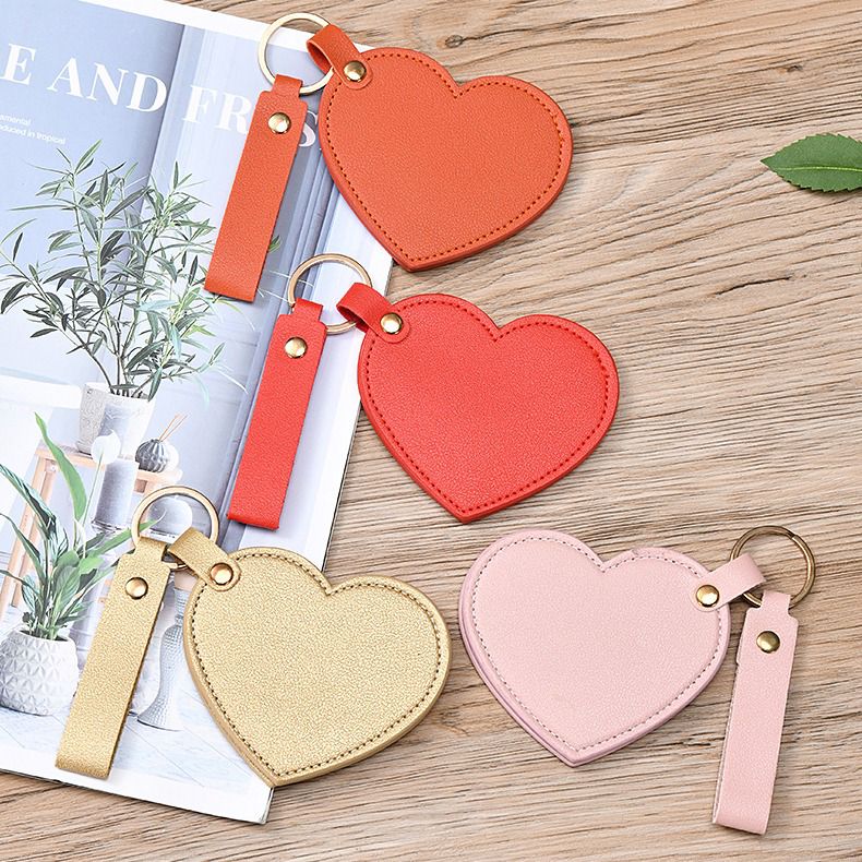 Personalized Heart-Shaped Mirror Keychain – Custom Name or Logo | Cute & Practical Gift UAE