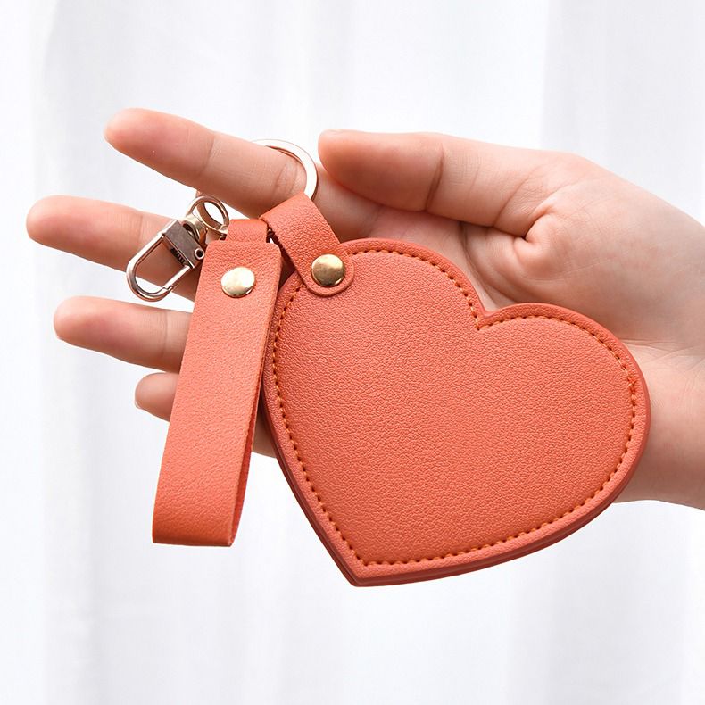 Personalized Heart-Shaped Mirror Keychain – Custom Name or Logo | Cute & Practical Gift UAE
