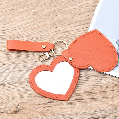 Personalized Heart-Shaped Mirror Keychain – Custom Name or Logo | Cute & Practical Gift UAE
