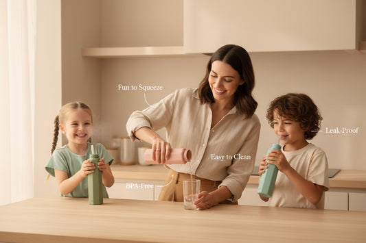 fun water bottle with Mum and kids 