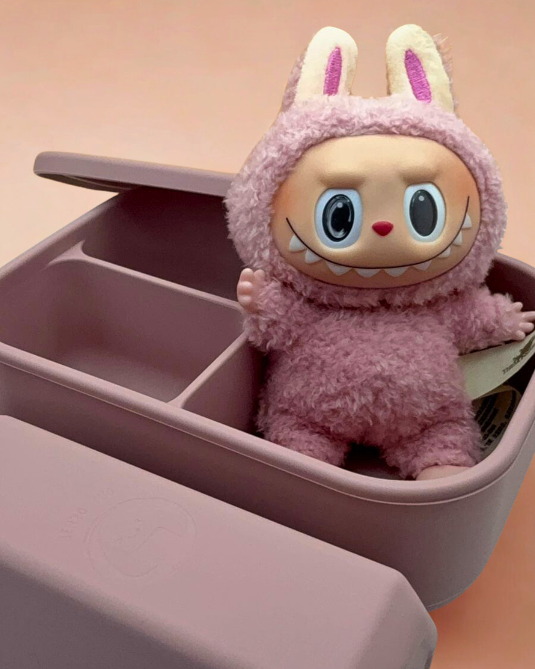 Pale Mauve Bentomio set with labubu